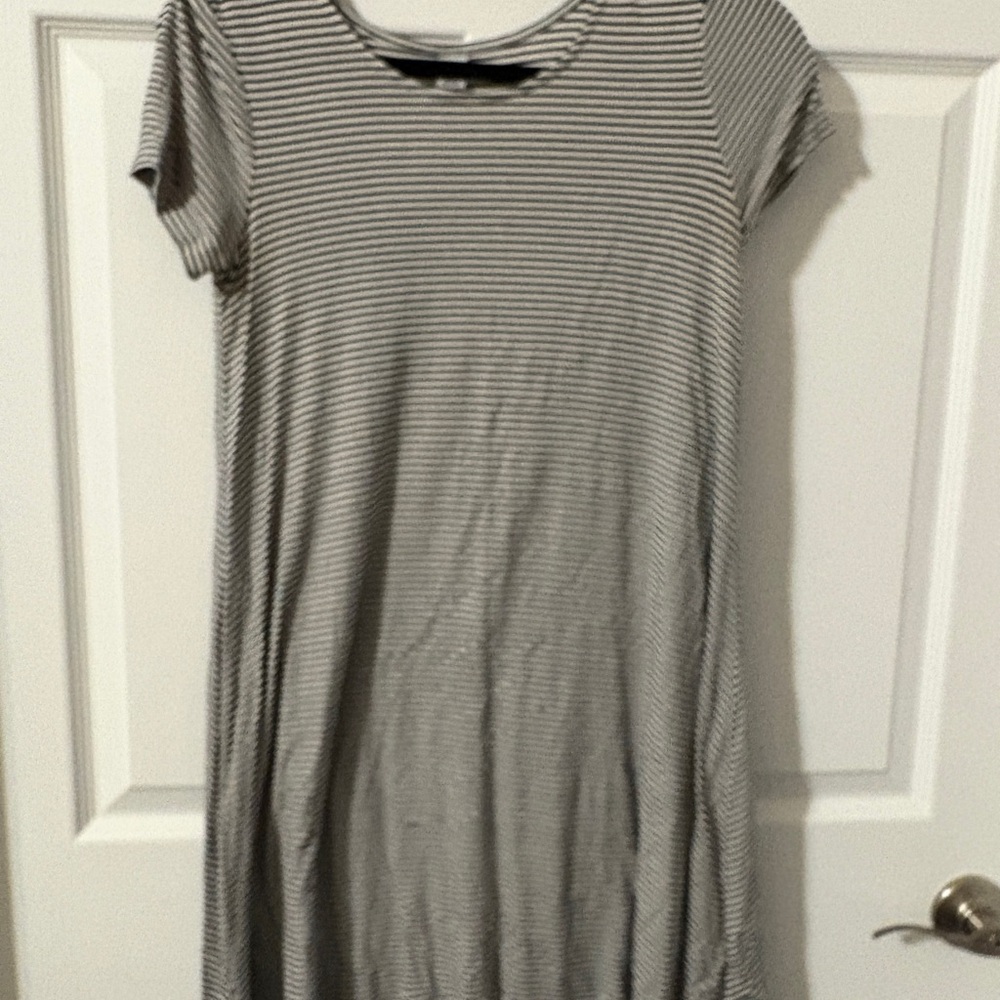 Old Navy Navy and White Striped Midi Dress